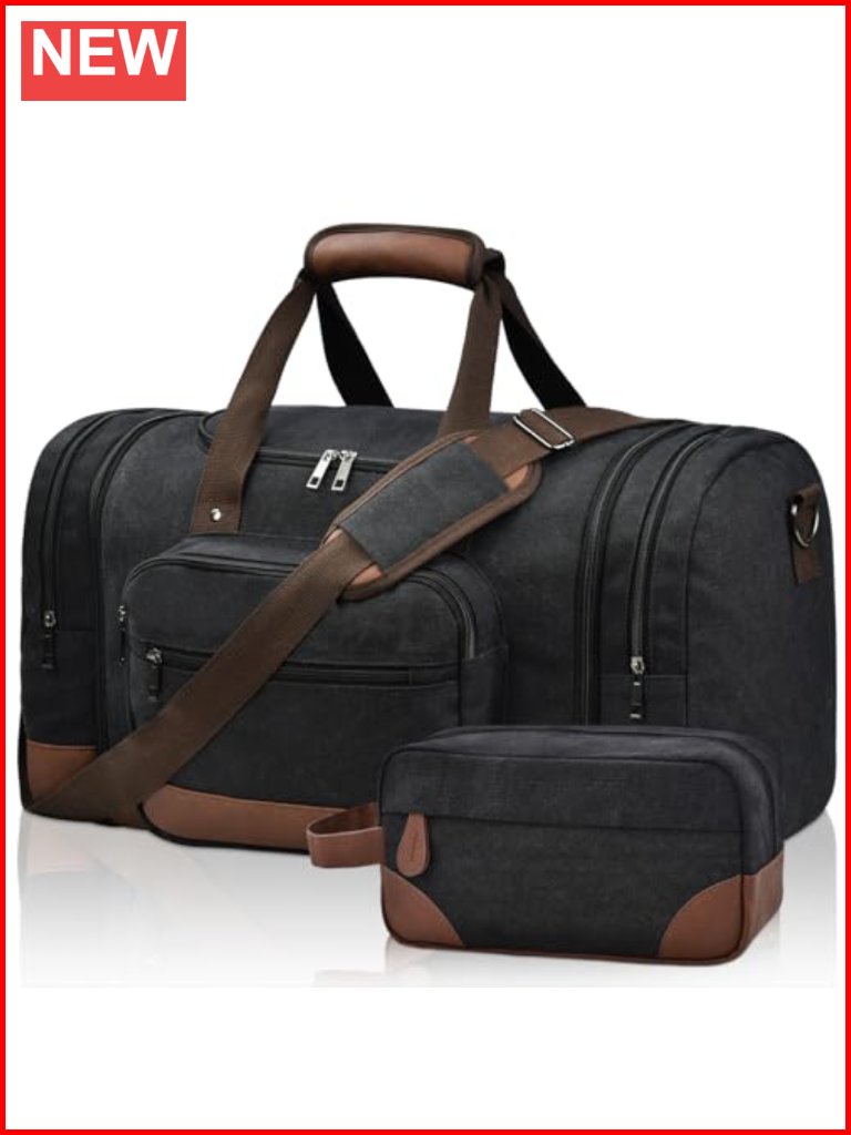 50l Expandable Canvas Travel Duffel Bag With Trolley Sleeve
